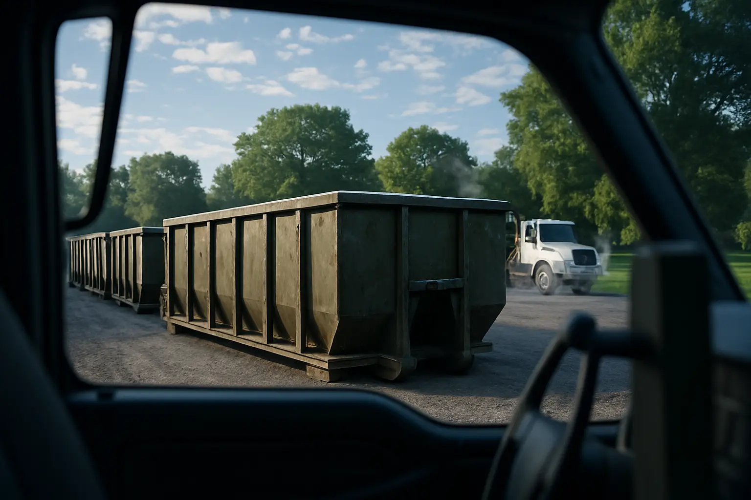 Sawyer Dumpster Rental crew and equipment, Fredonia, WI